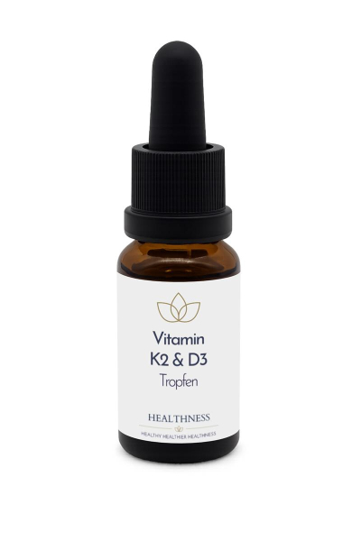 Vitamin-K2-D3 im Braunglas als Tropfen Healthness Group